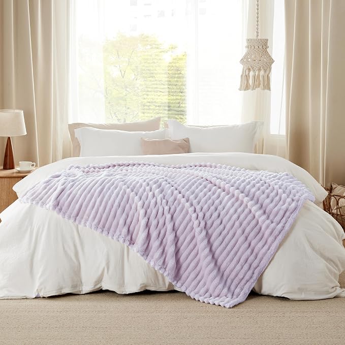 Bedsure Soft Twin Blanket for Bed Decor Gifts Lavender Fog 60"x80" | Birthday - Image 8
