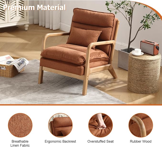 INZOY Accent Chairs Set of 2, Mid Century Modern Accent Chair - Image 5