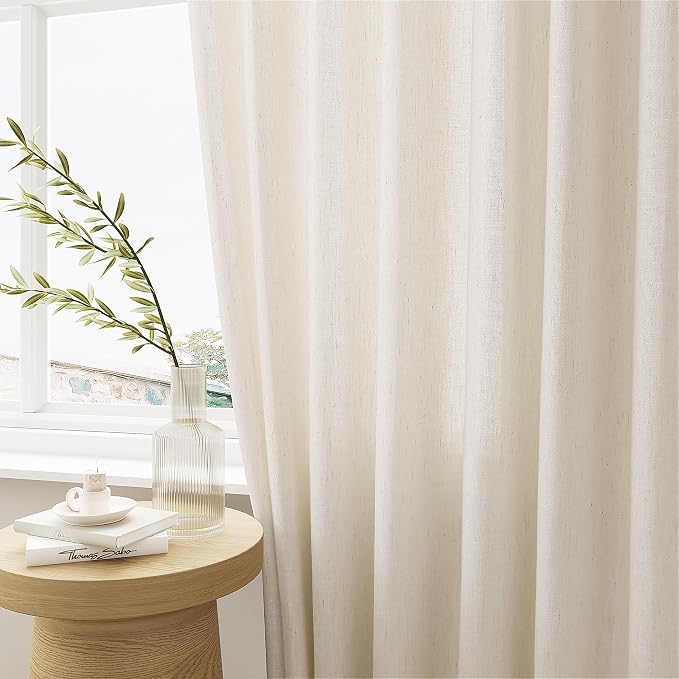 Extra Wide Pinch Pleated Linen Curtains 102 Inches Length Semi Sheer | Light - Image 5
