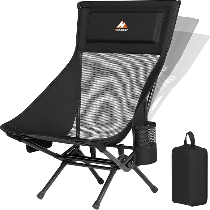 Armless Rocking Camping Chair for Adults, Portable Folding Outdoor Rocker by HAAGEEP