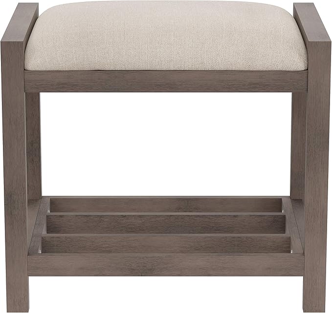 Hillsdale Furniture Amelia Vanity Stool, Antique Gray - Image 4