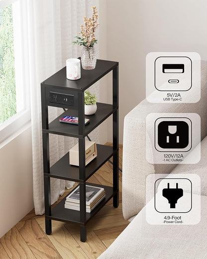TUTOTAK Narrow Side Table with Charging Station, Small End Table with USB Ports - Image 4