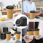 240 Pack Disposable Coffee Cup lids, 3.54'' Leak-Proof Disposable Plastic Cup Lids for 10, 12, 16, 20oz Paper Cups, Hot/Cold Drinking Cup Lids, Black