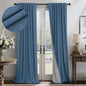 Denim Blue Blackout Curtains & Drapes 84 Inch Length 2 Panels Set Faux Linen by Pitalk