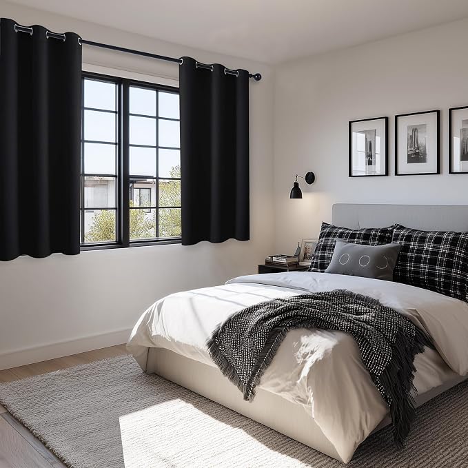 Short Blackout Curtains for Bedroom, 2 Panels, 38 x 45 Inch | Light Blocking & - Image 6