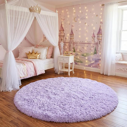 Amdrebio Light Purple Lavender Small Round Rug 3Ft - Image 8