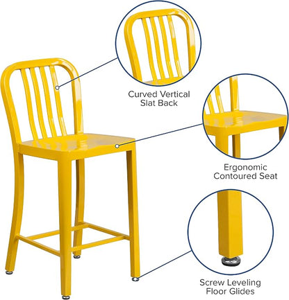 Flash Furniture Commercial Grade 24" High Yellow Metal Indoor-Outdoor Counter - Image 7