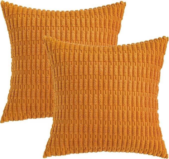 MIULEE Euro Fall Corduroy Decorative Throw Pillow Covers 24x24 Burnt Orange | - Image 6