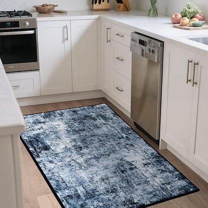 Rugflix 3x4 Entrance Rugs, Washable Navy Blue Dark Entry Small Rug | Machine - Image 2