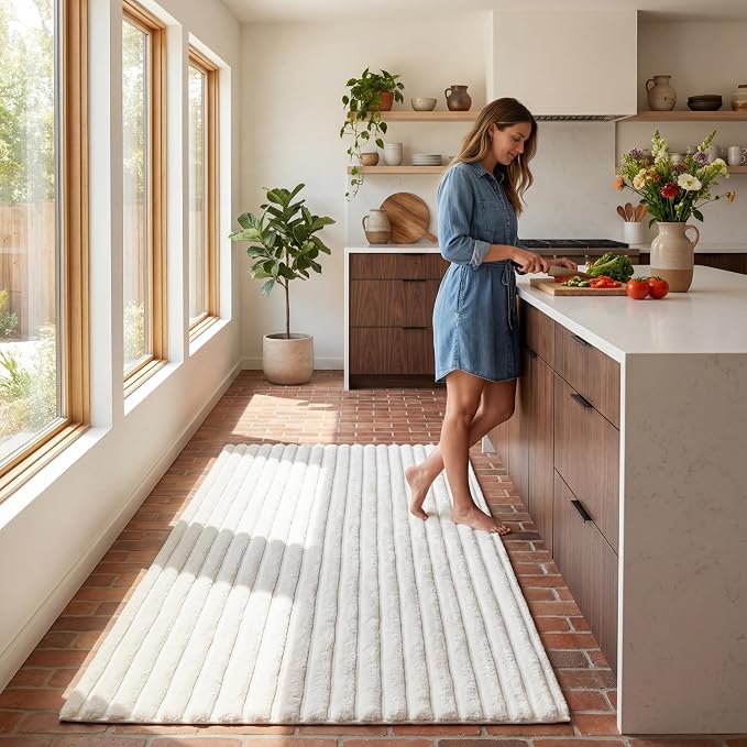 nuLOOM Kai Off White Striped Washable Area Rug, Off White - Image 6
