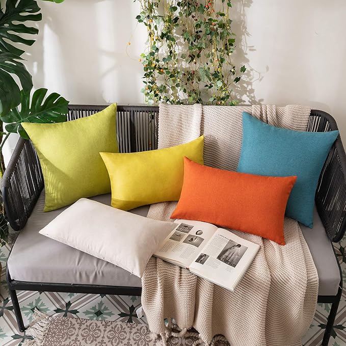 MIULEE Pack of 2 Decorative Outdoor Solid Waterproof Throw Pillow Covers Spring - Image 2