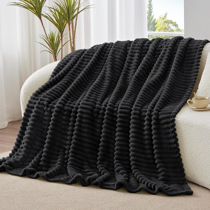 BEDELITE Ribbed Fleece Throw Blanket - Image 2