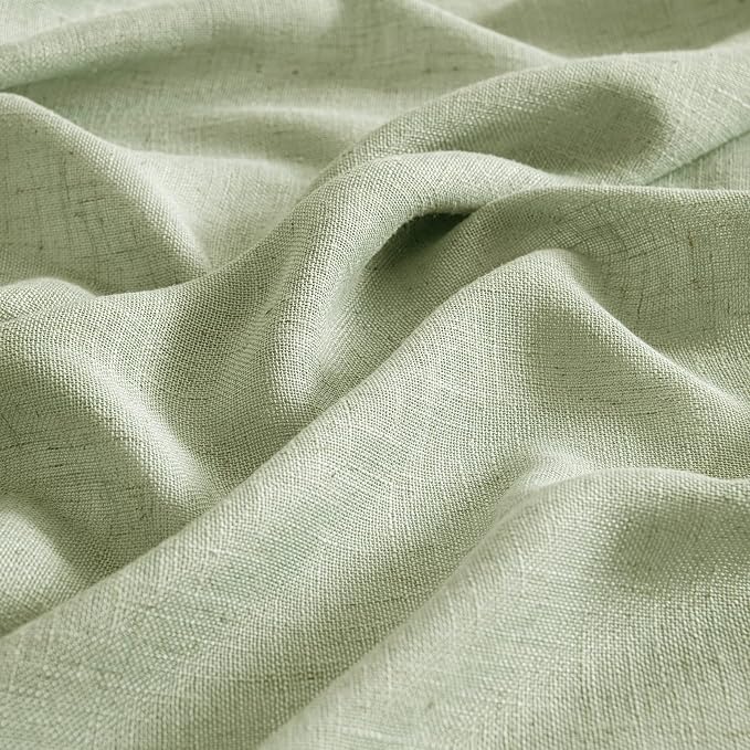 MIULEE Sage Green Linen Curtains 52x45 Inch 2 Panels - Image 4