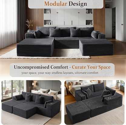 108" Oversized Cloud Sectional Couch, Comfort U Shaped Boneless Couch - Image 6