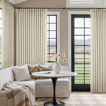 Extra Wide Pinch Pleat 100 x 96 Inch Linen Semi Sheer Curtains 1 Panel | by Twodrapes