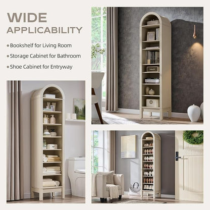 IFGET 71" Tall Arched Bookshelf, 8 Tiers Arch Bookcase - Image 5