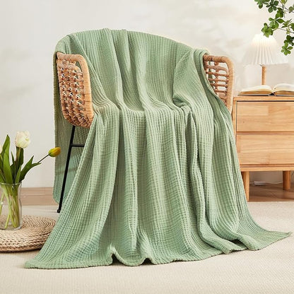 EMME Muslin Blankets for Adults Throw Blanket for Couch Breathable Gauze Soft - Image 5