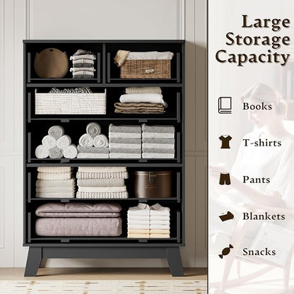 BORNOON 46" Tall Dresser for Bedroom, 6-Drawer Fluted Chest of Drawers - Image 4