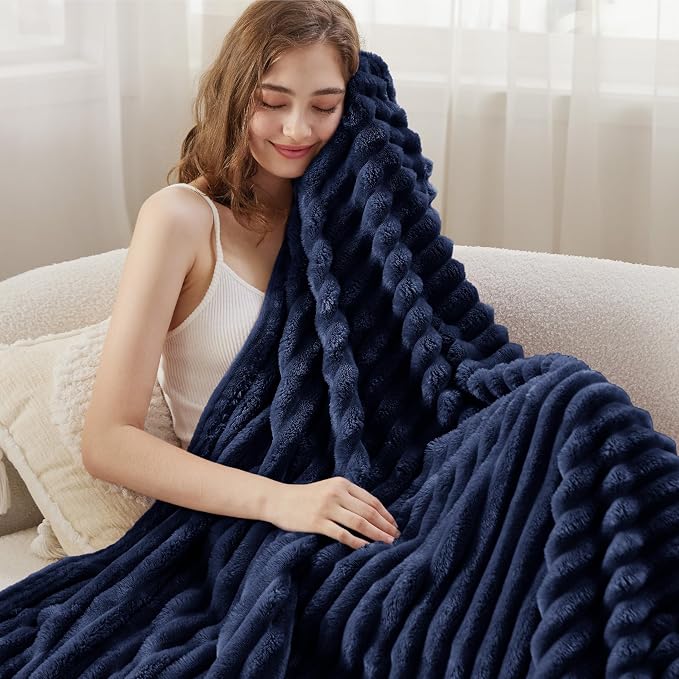 Bedsure Soft Twin XL Blanket for Bed Dorm Navy Blue 66"x90" | Birthday Gifts - Image 4