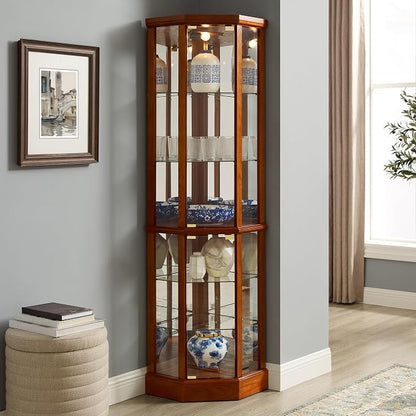 Corner Curio Cabinet, Wine Bar China Cabinet - Image 3