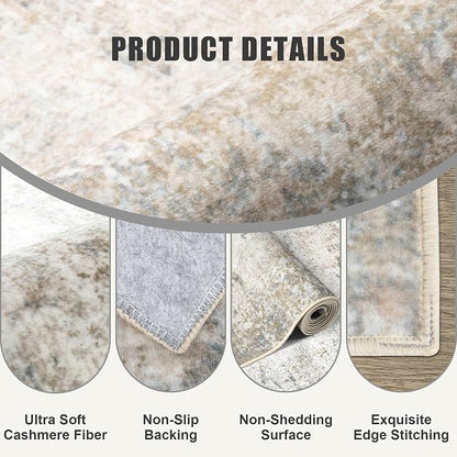 8x10 Area Rug Living Room Rug: Washable Modern Abstract Soft Thin Rug Indoor - Image 7