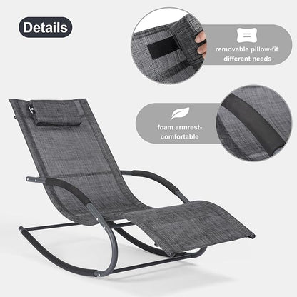 Outdoor Lounge Chairs with Removable Pillow, Pool Chaise Lounge Chairs Set of 2 - Image 4