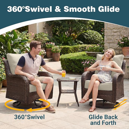 Patio Furniture Set, High Back Swivel Chairs, Weather Resistant Olefin Fabric - Image 3