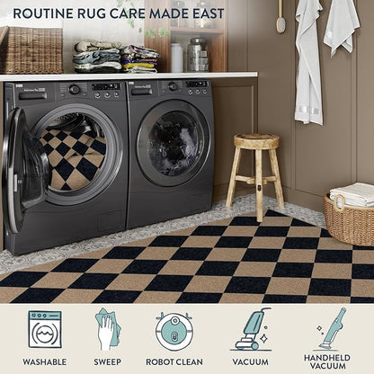 Lahome Checkered Easy Jute 5x7 Outdoor Rug, Washable Rugs - Image 6