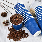 JollyPack 60 Pack 12 oz Paper Coffee Cups, Blue Disposable Beverage Cups with Insulated Ripple Wall for Coffee, Tea, and Hot Chocolate