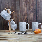 Coffee Mugs Set of 4,16 OZ Large Marble Ceramic Tea Cups with Big Handle,Bulk Grey Marble Mugs Set for Latte, Beer,Cappuccino,Microwave Dishwasher Safe Cup for Men Women Gift