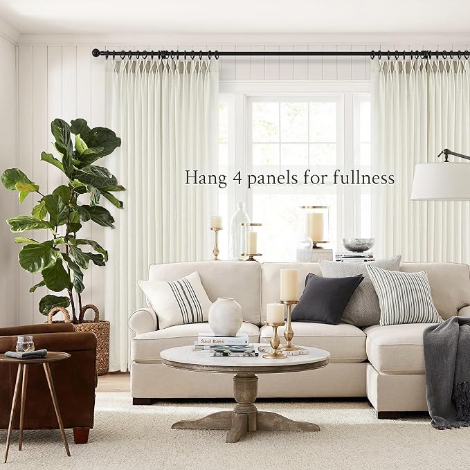 Topfinel 105 Inch Curtains 2 Panels Set, Two Packs Pinch Pleat Back Tab Linen - Image 6