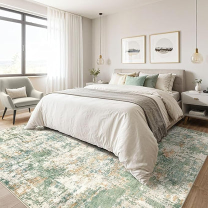 LOONGRUG 7x9 Area Rug Washable Large Neutral Modern Living Room Rugs | Abstract - Image 4