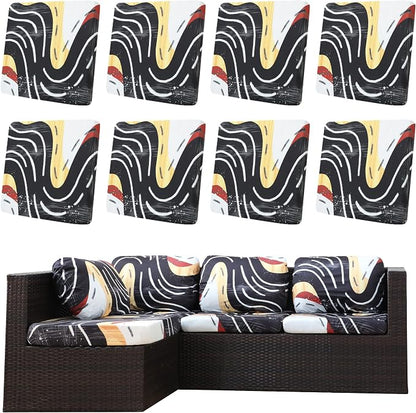 8Pcs Outdoor Cushion Covers, Elastic Patio Cushion Covers | Washable, by dreahoteztil