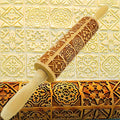 Christmas Wooden Rolling Pin for Baking,Engraved Embossing Rolling Pin Cookie Stamps Roller Square Grid Cookies Mold Kitchen Decor Tools for Kids Adults(Window Grilles)