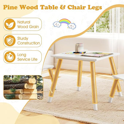 Costzon Kids Table and Chairs, Wooden Toddler Desk Set - Image 3