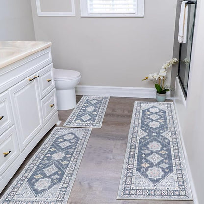 HEBE Boho Kitchen Rugs Set of 3, Non Slip Washable Kitchen Mats - Image 7