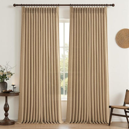 Pinch Pleated Rust Brown Semi Sheer Bedroom Curtains 96 Inches Long 2 Panels Set by PleatedDrapes