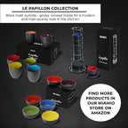 MIAMIO - 2.5 oz Espresso Cup Set with Saucers Coffee Mug Set of 6 - Ceramic Coffee Mug Stackable Espresso Mug with Stand for Coffee Drinks, Latte, Cafe Mocha - Le Papillon Collection (Colorful)