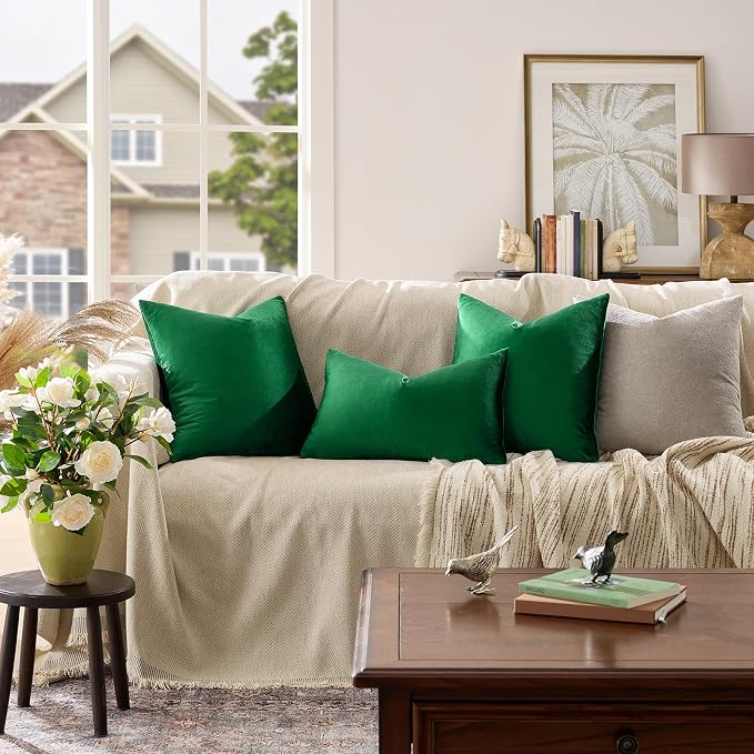 GIGIZAZA Green Pillow Covers 12x20 Decorative Pillows Pack of 2 | Lumbar Throw - Image 2