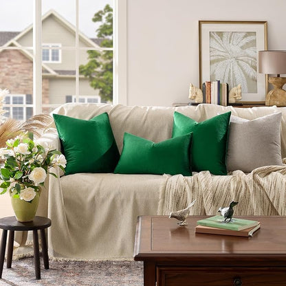 GIGIZAZA Green Velvet Pillow Covers 24x24 Decorative Pillows Pack of 2 | Throw - Image 6