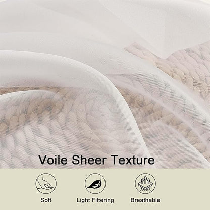 Cafe Curtains 36 Inch Length Tier 2 Pieces, Modern Soft Airy Sheer Kitchen - Image 3