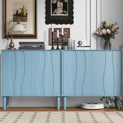 Easyego 63″ Mid Century Modern Sideboard Buffet Cabinet, Dining Room, 2-Piece by Easyego