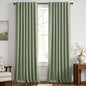 MIULEE 100% Blackout Linen Curtains 42 x 96 Inch Sage Green 2 Panels | Thermal by MIULEE