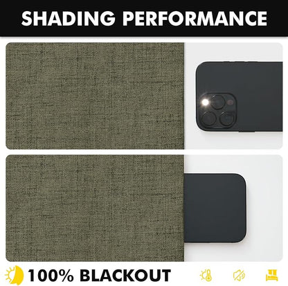 MIULEE 100% Blackout Linen Curtains 42 x 84 Inch Light Olive Green 2 Panels | - Image 7