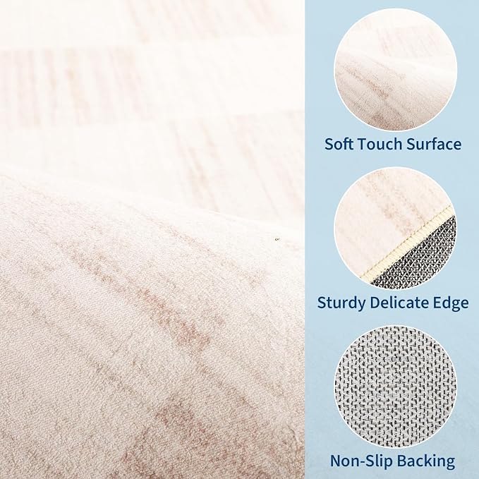 GarveeHome Beige Checkered Rug 5x7 Area Rugs Washable Checkerbroad 5x7 Rug | - Image 6