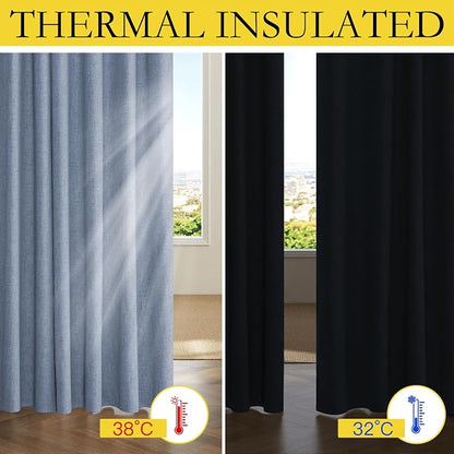 NICETOWN Full Blackout Linen Curtains 102" Length - Image 6