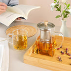 CNGLASS Glass Teapot with Infuser,24oz Clear Glass Tea Kettle with Removable Stainless Steel Strainer,Stovetop Safe Glass Teapot for Blooming and Loose Leaf Tea…
