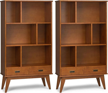 SIMPLIHOME Draper 35 inch Mid-Century Modern 6 Cubbie Bookcase by SimpliHome