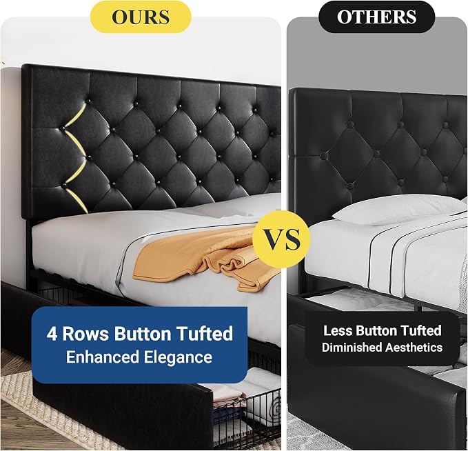 Allewie Upholstered Queen Size Platform Bed Frame - Image 10