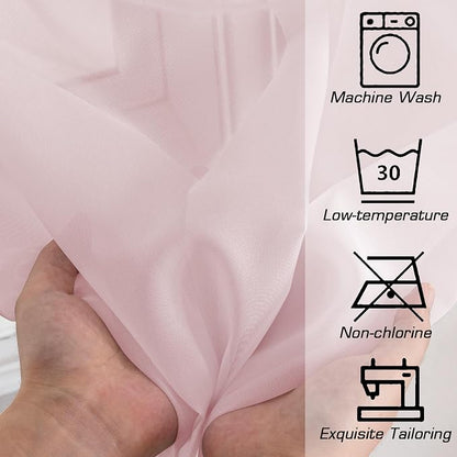 Light Pink Sheer Curtains 63 Inch Length 2 Panels Set - Image 3
